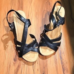 Black Stappy Wedges